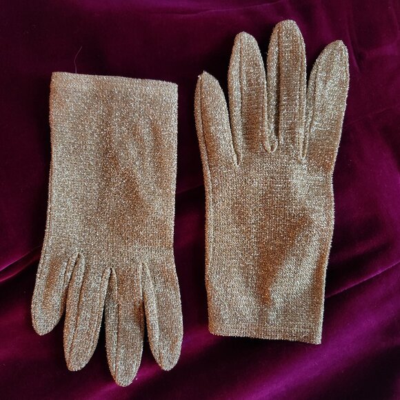 Vintage Perrin Gold Textured Metallic Gloves - XS - Picture 1 of 5